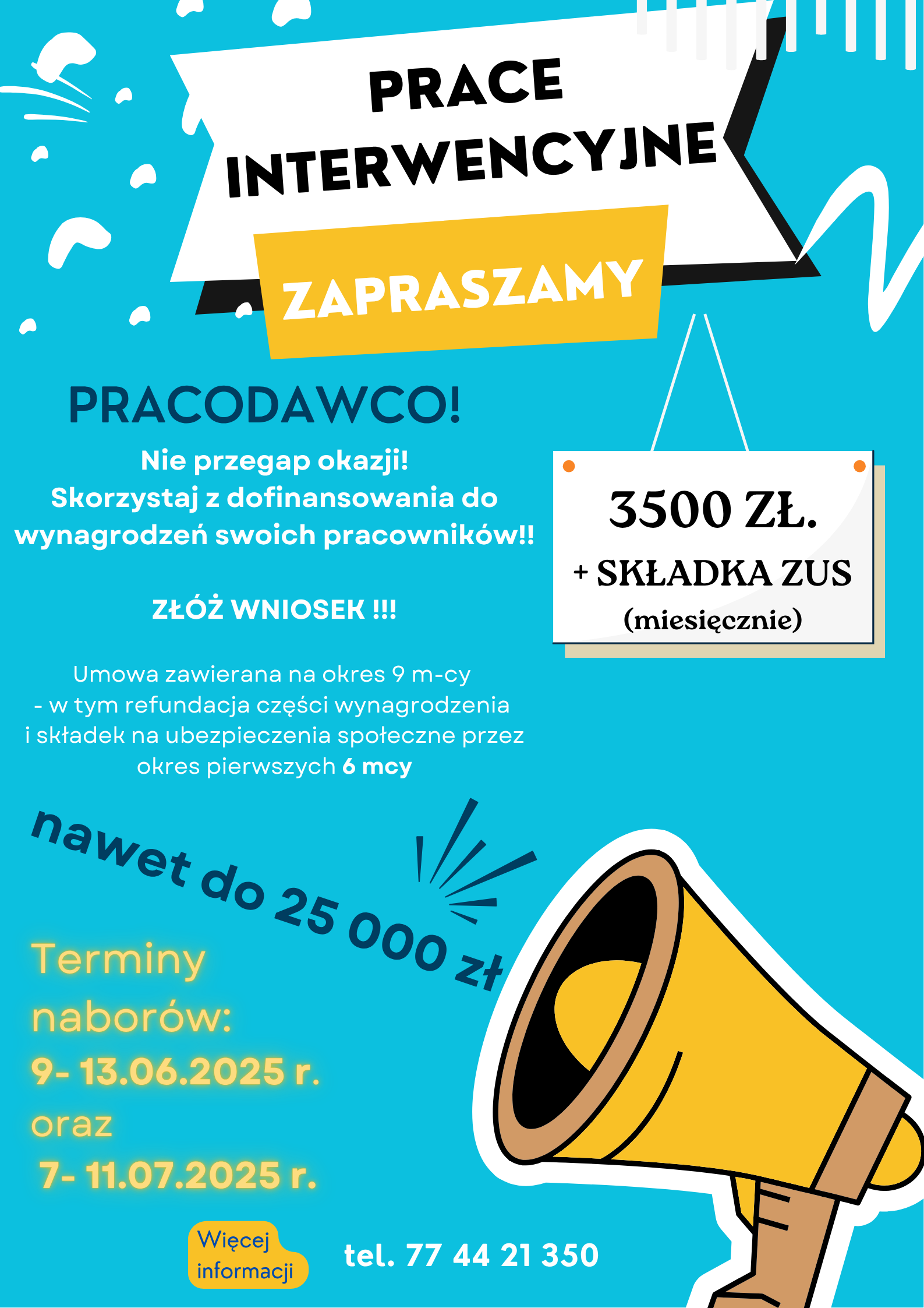 Zdjęcie artykułu UWAGA !!! NABÓR WNIOSKÓW O ORGANIZOWANIE PRAC INTERWENCYJNYCH