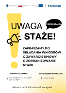 Zdjęcie artykułu NABÓR WNIOSKÓW O ORGANIZACJĘ STAŻU DLA BEZROBOTNYCH